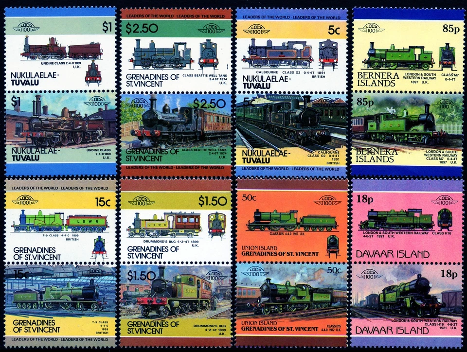 Colección LSWR LONDON & SOUTH WESTERN RAILWAY GB estampillas de tren locomotoras L&SWR