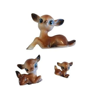 3er Set Vintage Mini Figuren, Hirsch, Mid Century, Urlaub 70er Wohndeko 70s - Bild 1 von 4