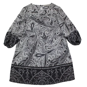 LOFT Semi-Sheer Tunic Dress Petite Size XSP Paisley Black & White - Picture 1 of 5