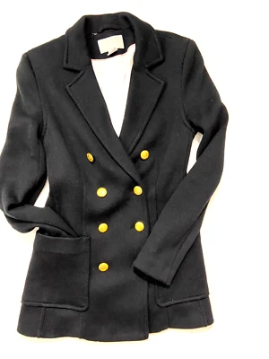 Blazer H&M Vintage Wms Doble Pecho Negro Tejido Bolsillos Almohadillas para el Hombro Talla 6 Foto 1 de 4