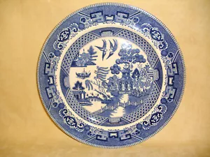 Plato de cena grande Buffalo Pottery Blue Willow 1916 - con defectos - Imagen 1 de 5