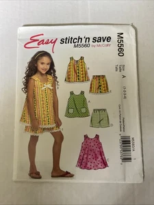 Girl's Sewing Pattern Dress Top Shorts Stitch 'N Save 5560 Size 1 - 4 New Uncut - Picture 1 of 3