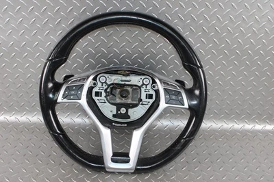 *WEAR* 12-18 SLK250 SLK350 Black Leather Flat Bottom Steering Wheel Radio Cruise - Image 1 of 4