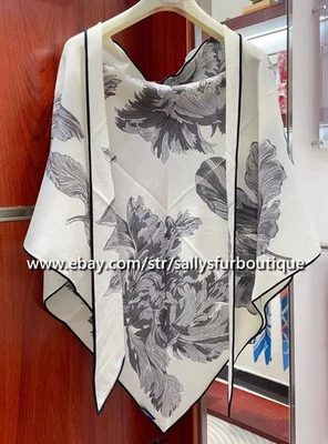 2025 Sallys Cashmere Silk Wrap Scarf Tulips Print 2 Face Triangle Shawl 190*90cm - Image 1 of 4