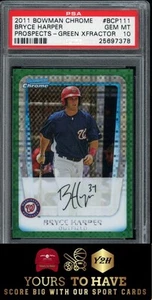 Bryce Harper ROOKIE 2011 Bowman Chrome Prospects Prospects-Green Xfractor PSA 10 - Picture 1 of 2