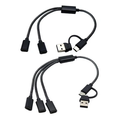 USB + Type C Male to 2/3 Type C Female Splitter Hubs Power Cord Extension - Image 1 of 4