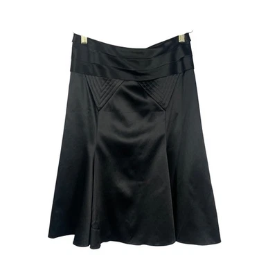 Falda Just Cavalli Negra Satinada Talla 38 Italia Diseñador Ajuste y Detalle de Panel Acampanado Foto 1 de 4