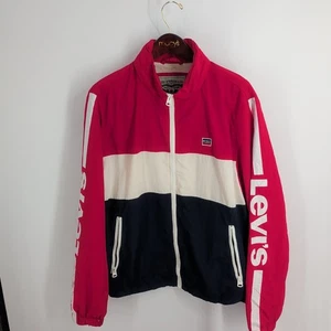 Vintage Thrashed Levi's Full Zip Spellout Collared Jacket Multicolor Size Large - Picture 1 of 11