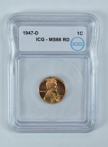 1947-D Lincoln Wheat Cent MS66 RD ICG *5604 - Picture 1 of 5