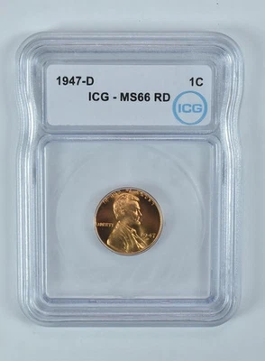 1947-D Lincoln Wheat Cent MS66 RD ICG *5604 - Image 1 of 4