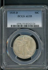 US 1935 -D DENVER WALKING LIBERTY SILVER HALF DOLLAR PCGS AU 55 A226 - Picture 1 of 2