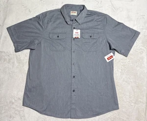 Wrangler Authentics Shirt Mens XL Gray Short Sleeve Button Up 2 Pocket NWT - Picture 1 of 9