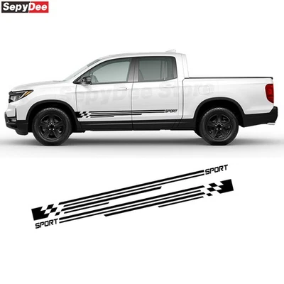 For Honda Ridgeline Side Stripes Sticker Pickup Truck Racing Sport Body Decal - Image 1 of 4