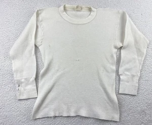 Vintage Adult Thermal Shirt XS White Long Johns Waffle Knit Distressed Worn Flaw - Picture 1 of 11