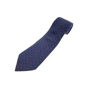 HERMES  Neck tie Navy Blue Silk  Logo  japan seller N0206 45 Made in France - Picture 1 of 4