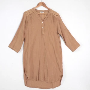 Vestido recto Rosemarine Italia para mujer de lino talla S color camel tostado bordado inglés - Imagen 1 de 12