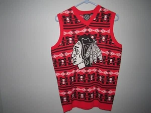 NWT New Men's Small NHL Hockey CHICAGO BLACKHAWKS Sweater Vest Red - Picture 1 of 5