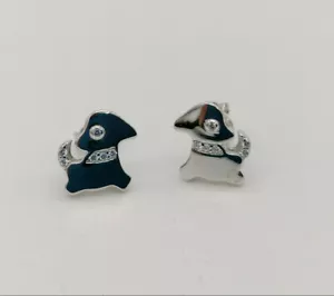 orecchini argento 925 da donna ragazza a lobo cagnolino zirconi MADE IN ITALY - Foto 1 di 5
