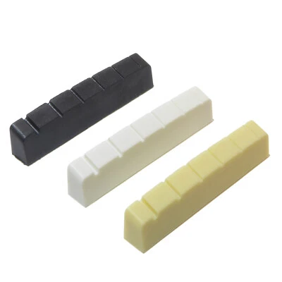 BLACK DOG MUSIC Left handed 43mm x 6mm graphite guitar Top Nut in Black, White or Ivory