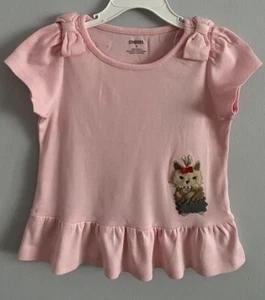 Gymboree New York Girl Yorkie Dog Ruffle Tee Top Pink Short Sleeve Size 5 NWT - Picture 1 of 3