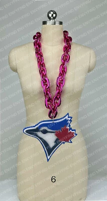 New MLB Toronto Blue Jays Jumbo Big Hot Pink Fan Chain Necklace Foam MI USA - Image 1 of 3