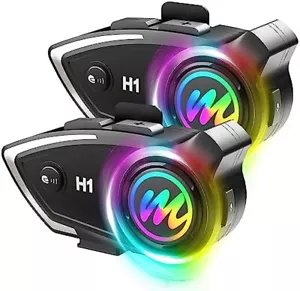 Moman Wireless Helmet Headset 500M Motorcycle Headphone Speaker 2-Pack - Picture 1 of 7