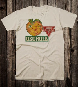 Retro Travel Tee T Shirt Souvenir Georgia State Peach Conoco Oil - Picture 1 of 9