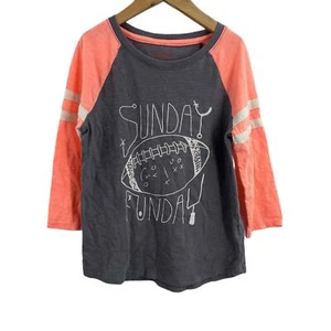Cat & Jack Football Tee Pink Gray Sunday Funday Graphic Raglan Medium 7/8 - Picture 1 of 4