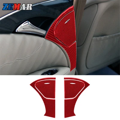 4x Red Carbon Fiber Rear Door Armrest Panel Trim For Mercedes-Benz E-Class W211 - Imagem 1 de 4