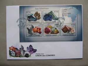 COMOROS, cover FDC 2011, S/S minerals ao Baryte Quarts - Picture 1 of 1