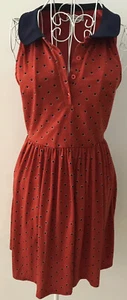 Mika & Gala 6 Dress Orange Blue Above Knee Collar Stretch Casual Work Skater - Picture 1 of 12