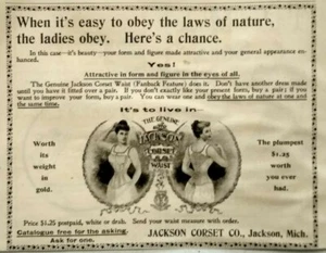 Anuncio impreso vintage de arte de mujer victoriana Jackson Michigan Corset Company 1896 - Imagen 1 de 2