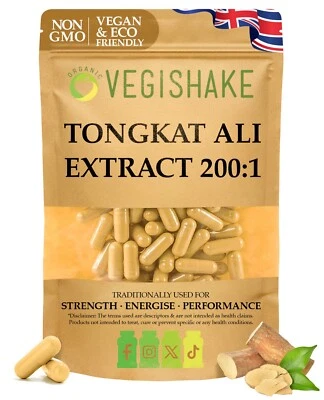VEGISHAKE TongkatExtract 200:1 Muscles Bodybuilding T Levels Clean UK British Supplements