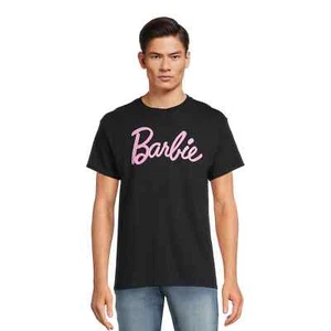 Camiseta negra con gráfico con logotipo de Barbie con mangas cortas para hombre talla 2 XL (50-52) - Imagen 1 de 5