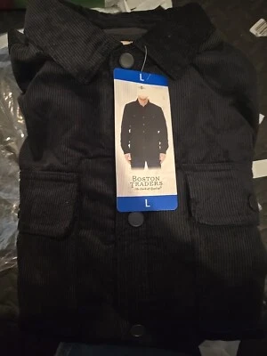 *NWT* Boston Traders Men's Corduroy fleece Lined Shirt Jacket (Black,LARGE) - Image 1 of 2