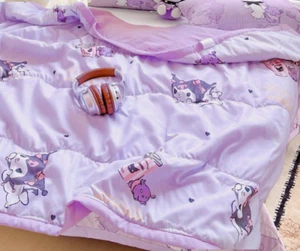 Sanrio Kuromi Summer Comforter Hello Kitty Soft Lightweight Laveder Cotton Quilt - Picture 1 of 19