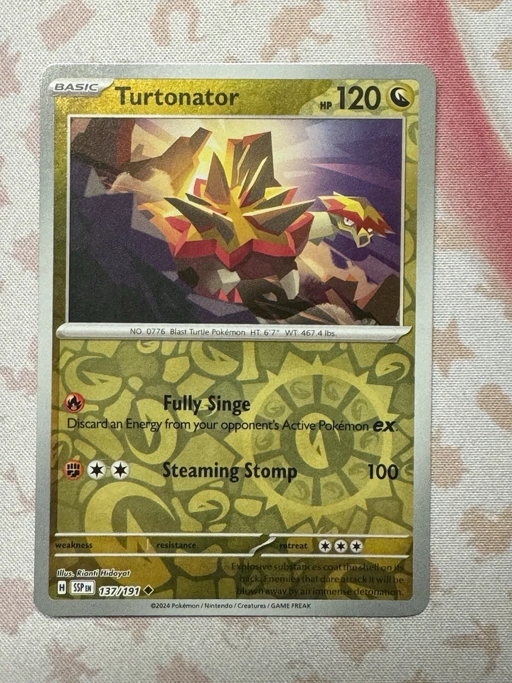 Pokémon TCG Turtonator 137/191 Sv08: Surging Sparks Reverse Holo - Image 1 of 1