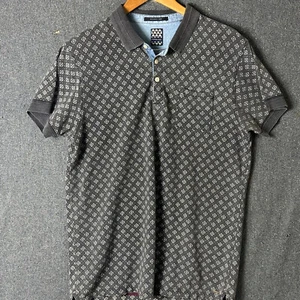 Scotch & Soda Mens Polo Shirt Size L Mini Floral pattern print Short Sleeve - Picture 1 of 6