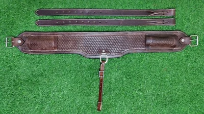 Y&Z-RIDE WITH TIME Western Tooled Padded Leather Rear Flank Back Saddle Cinch Size (38" x 5")