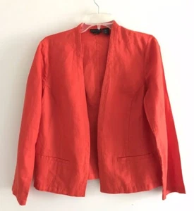 Blazer donna Tahari aperto davanti lino taglia M arancione maniche lunghe - Foto 1 di 10