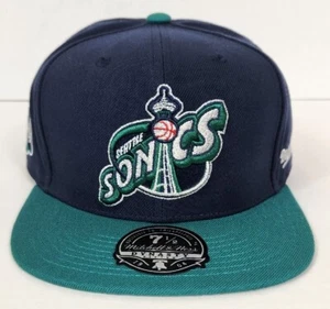 Mitchell And Ness Seattle Supersonics Fitted Hat 7 1/2 Brand New Navy - Picture 1 of 7