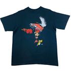 Vintage 1993 Single Stitch Grafik T-Shirt Native American Warrior schwarz groß