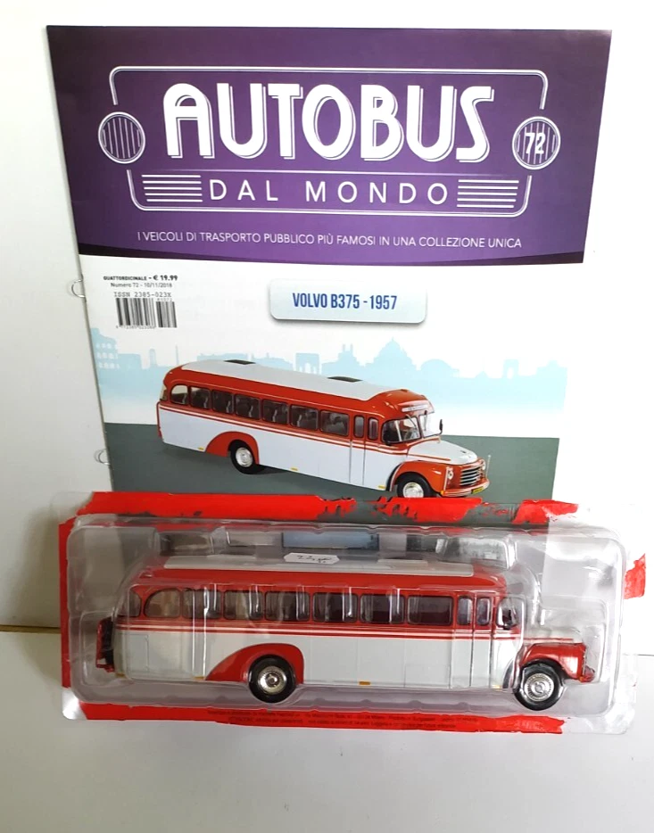 HACHETTE  AUTOBUS DAL MONDO 1:43 DIE CAST  BUS VOLVO B375 1957 CON FASCICOLO 72 - Immagine 1 di 1