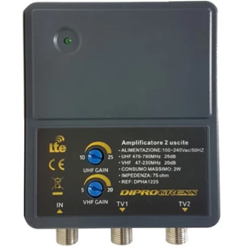DIPROGRESS AMPLIFICATORE DI LINEA RETRO TV 2 USCITE 25dB