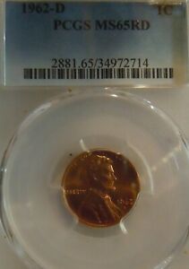 1962-D MS65RD1C RD Lincoln Cent