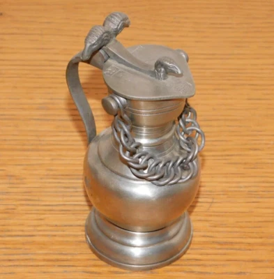 vintage PICHET POT suisse EN ETAIN swiss switzerland BELIER ZINN wallis VALAIS - Photo 1/4