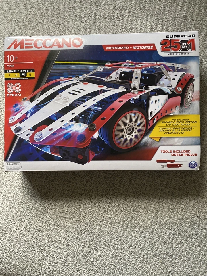 Nuevo juego de construcción de superdeportivo motorizado Meccano 25 en 1 STEAM 21202 edad 10+ nivel 3 Foto 1 de 4