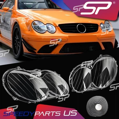 For 2004-2009 Mercedes Benz CLK C209 W209 Pair Headlight Lens Cover Replacement Foto 1 de 4