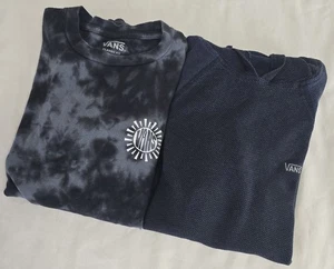 Lot of 2 Big Boys Sz M Kids Vans Navy Long Sleeve Hooded T-Shirt & Blue Tie Dye - Picture 1 of 8