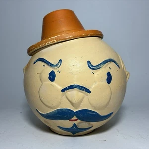 Robinson Ransbottom Oscar Mustache Man with Hat Cookie Jar Bisque Pottery RRP Co - Picture 1 of 20